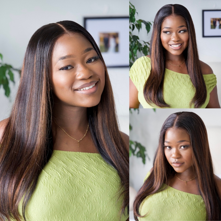 [matevhu_]'s Special Link PreMax Wigs | Ultra Natural Hairline Brown Highlight & Natural Black Silky Straight Glueless 13x4 Frontal Lace Long Wig Pre-Cut Lace-01