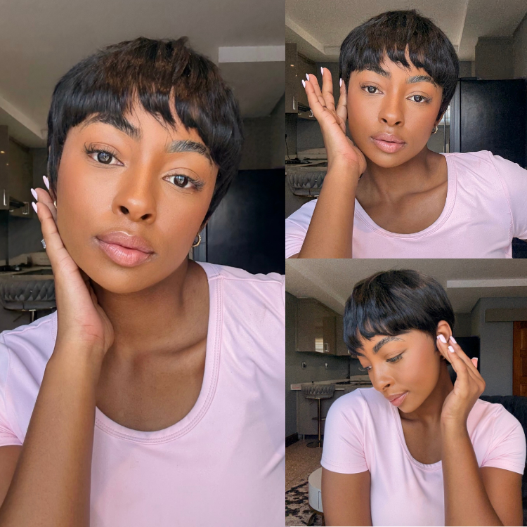 [mrsmo_official]'s Special Link Throw On & Go Short Cut with Bangs Wig Ultra Comfort Cotton Cap Glueless Wig Hair Loss Friendly-01