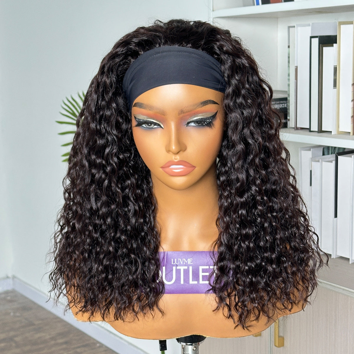 Worth | Natural Black Water Wave Wigs Headband Wig-01