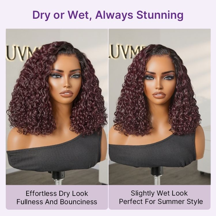 PreMax Wigs | ReadytoGo Beginner Friendly Ombre Burgundy 200% Density Glueless 5x5 Closure Lace HD Lace 14 inches Curly Wig-03
