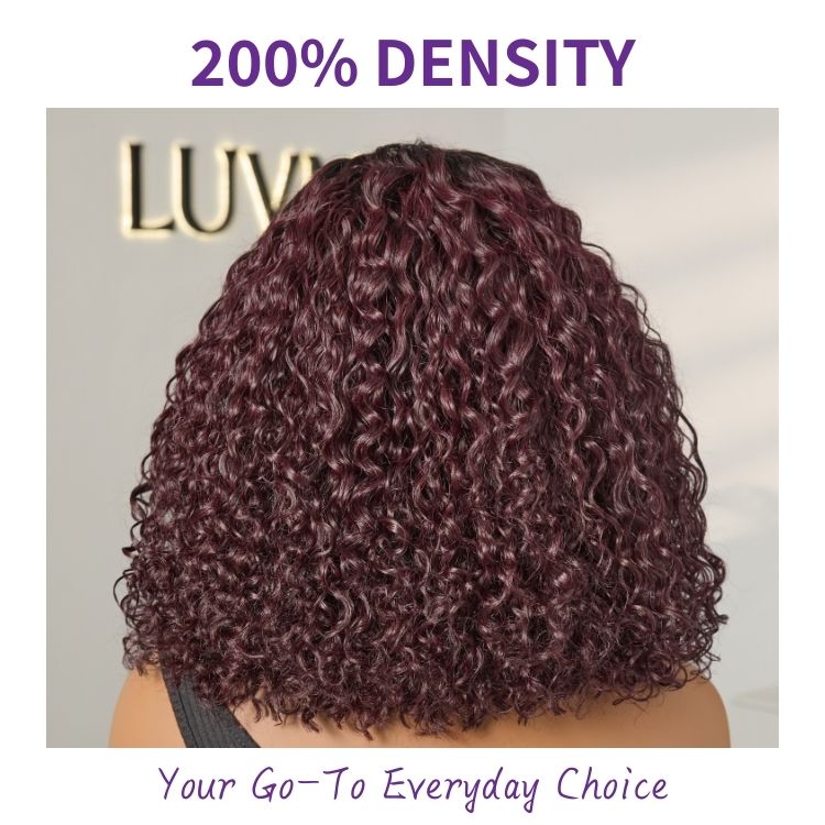 [morgantasneem]'s Special Link VolumeMAX™ 200% Density ReadytoGo Beginner Friendly Ombre Burgundy Glueless 5x5 Closure Lace HD Lace 14 inches Curly Wig-07