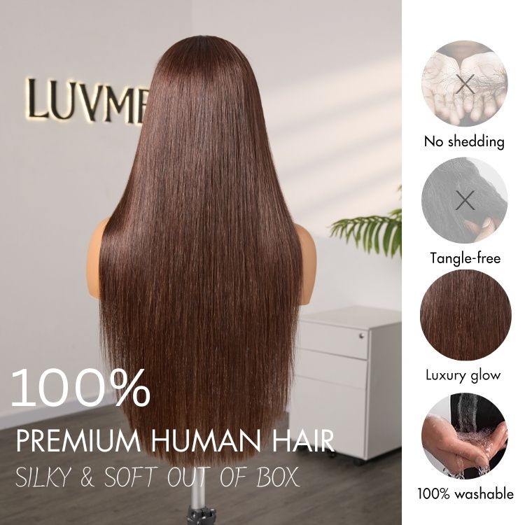 [zeexonline]'s Special Link PreMax Wigs - Flexi-Fit Silky Straight Invisi Drawstring Cap Chestnut Brown Glueless 13x4 Frontal Lace Human Hair Wig Pre-Cut Lace-07