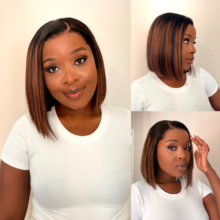 [londiwebonni]'s Special Link PreMax Wigs | Brown Highlight Silky Blunt Cut Bob Glueless Lace Wig With Pre-Bleached Pre-Plucked Pre-Cut Lace-01