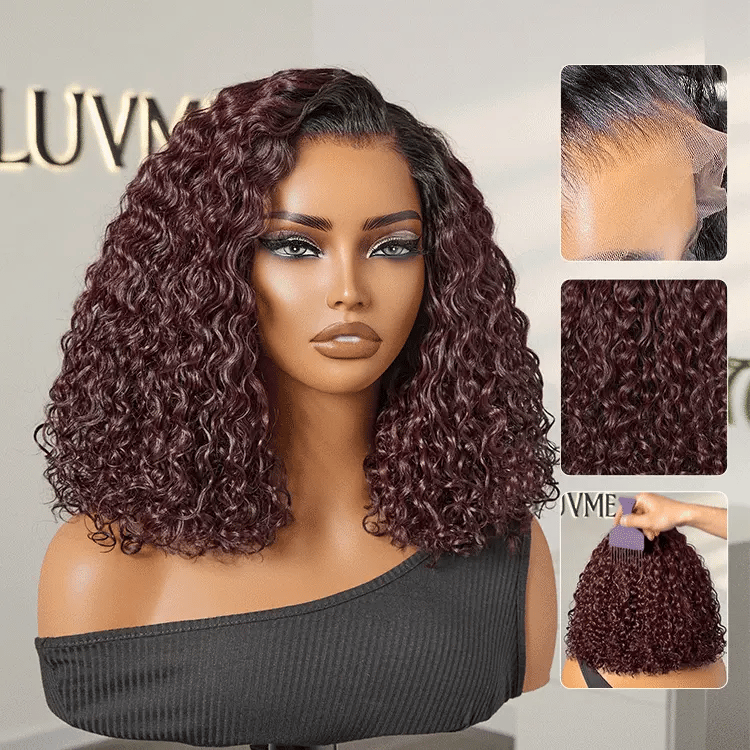 [morgantasneem]'s Special Link VolumeMAX™ 200% Density ReadytoGo Beginner Friendly Ombre Burgundy Glueless 5x5 Closure Lace HD Lace 14 inches Curly Wig-02