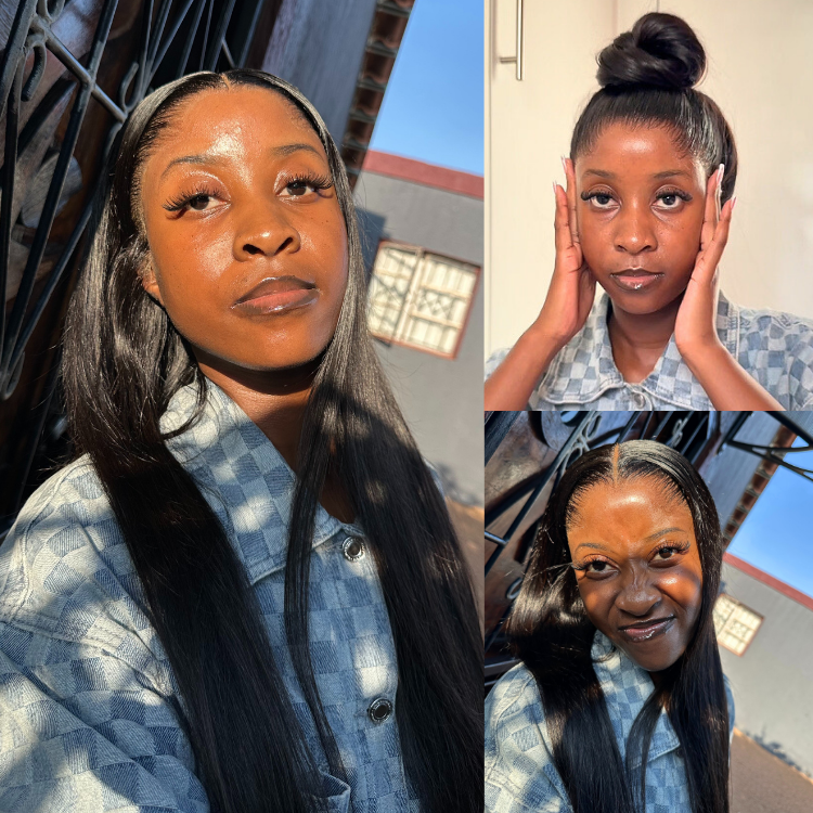 [auntyy_motsoll_]'s Special Link NatureMAX™ Pre-do Lagos Hairline Flexi Fit Invisi Drawstring Cap Natural Black & Copper Ombre Highlights Silky Straight Glueless 13x4 Frontal HD Lace Wig Pre-Cut Lace-01