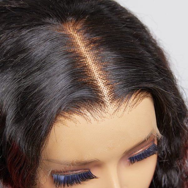 Worth | Burgundy Tails Highlight Deep Wave Glueless 13x4 Frontal Lace Long Wig 100% human hair-04