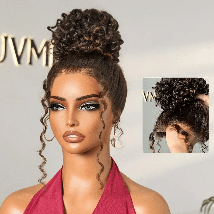 [zona_davani]'s Special Link VolumeMAX™ 200% Density Brown Highlights Flexi-Fit Invisi Drawstring Cap Glueless 360 Lace Super Natural Hairline Water Wave Free Part 100% Human Hair Wig-03