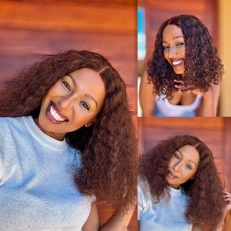 [kamo_phachane]'s Special Link VolumeMAX™ 220% Density ReadytoGo Beginner Friendly Chestnut Brown / Natural Black Glueless 5x5 Closure Lace HD Lace Curly Wig-01