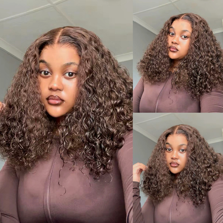 [ayaa_langa]'s Special Link VolumeMAX™ 220% Density ReadytoGo Beginner Friendly Chestnut Brown / Natural Black Glueless 5x5 Closure Lace HD Lace Curly Wig-01