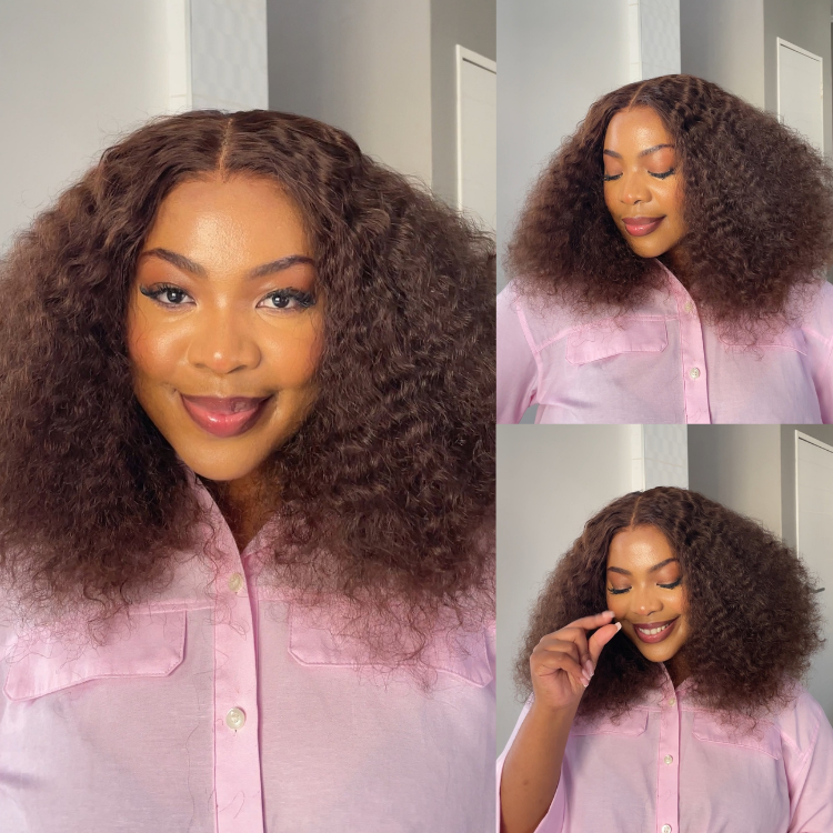 [mrs_mqela]'s Special Link VolumeMAX™ 220% Density ReadytoGo Beginner Friendly Chestnut Brown / Natural Black Glueless 5x5 Closure Lace HD Lace Curly Wig-01