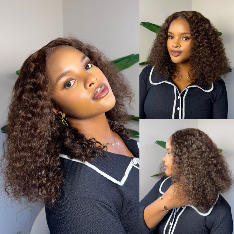 [musaaphesh]'s Special Link VolumeMAX™ 220% Density ReadytoGo Beginner Friendly Chestnut Brown / Natural Black Glueless 5x5 Closure Lace HD Lace Curly Wig-01