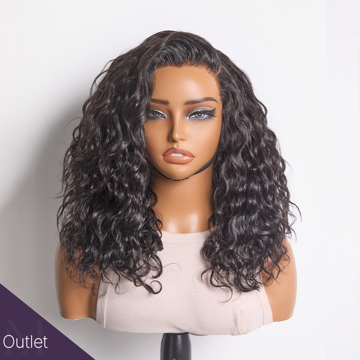 Outlet | Natural Black Glueless 5*5 Lace Deep Curly Wig-01