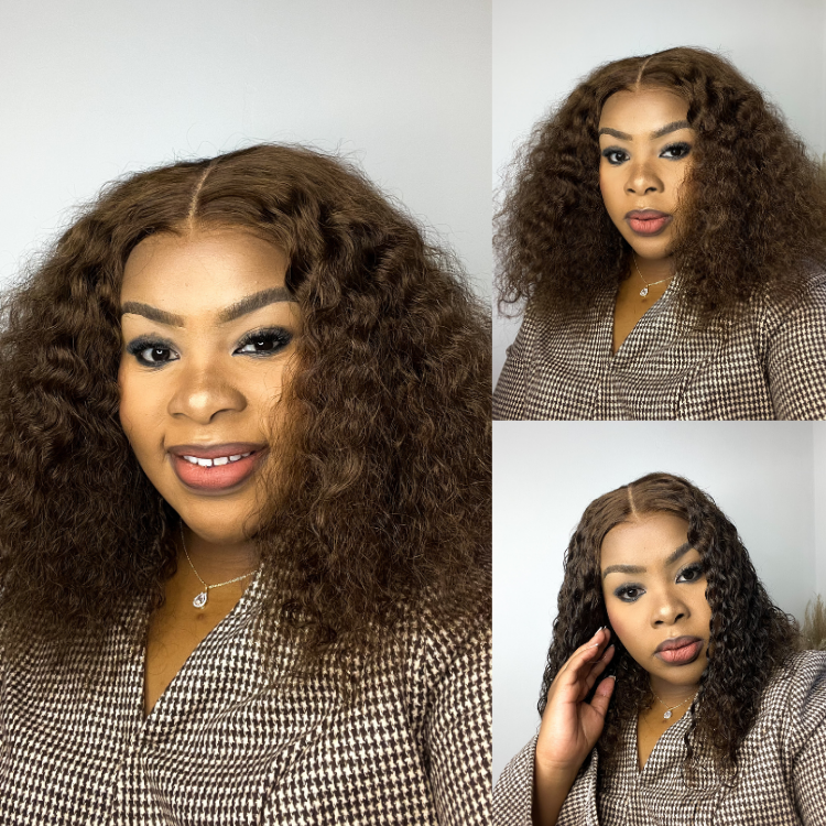 [gontsee_]'s Special Link VolumeMAX™ 220% Density ReadytoGo Beginner Friendly Chestnut Brown / Natural Black Glueless 5x5 Closure Lace HD Lace Curly Wig-01