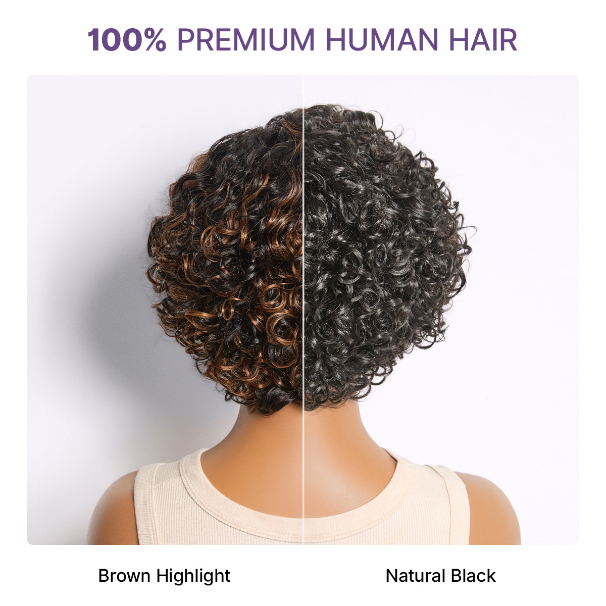 Brown Highlight Water Wave Pixie Cut Glueless Minimalist HD Lace Short Curly Wig-08