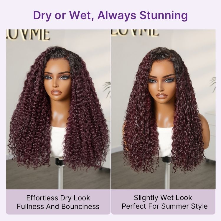 VolumeMAX™ 200% Density ReadytoGo Beginner Friendly Burgundy Glueless 5x5 Closure Lace HD Lace 22 inches Curly Wig-03