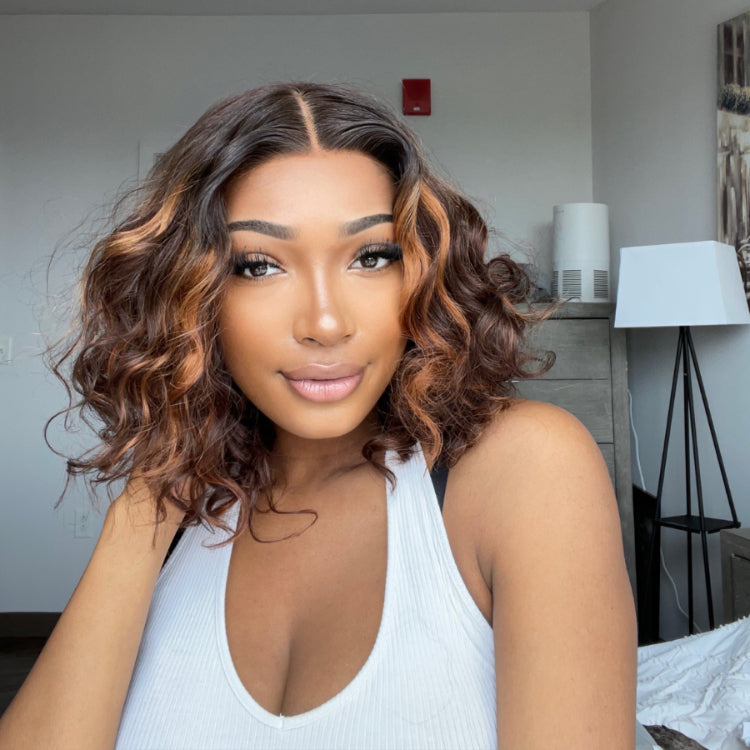 Worth | Mature Boss Brown Ombre Highlight Loose Wave Glueless Minimalist HD Lace Wig Ready To Go-08