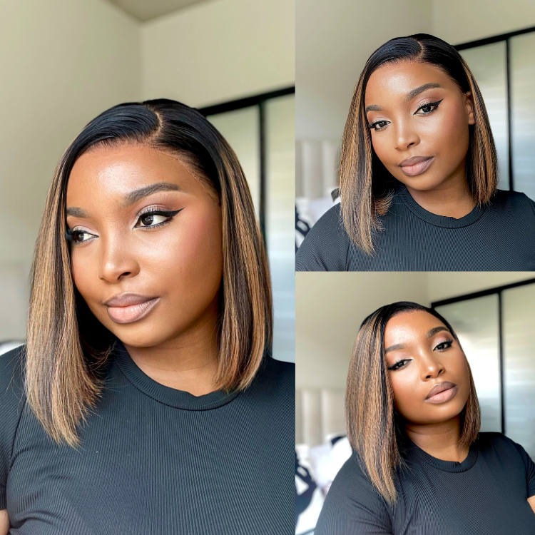 [sbusiephoswa]'s Special Link PreMax Wigs | Brown Highlight Silky Blunt Cut Bob Glueless Lace Wig With Pre-Bleached Pre-Plucked Pre-Cut Lace-01