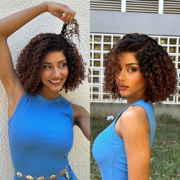 Worth I ReadytoGo Ombre Brown Fluffy Kinky Curl Glueless HD Lace Pre-cut lace Wig-10