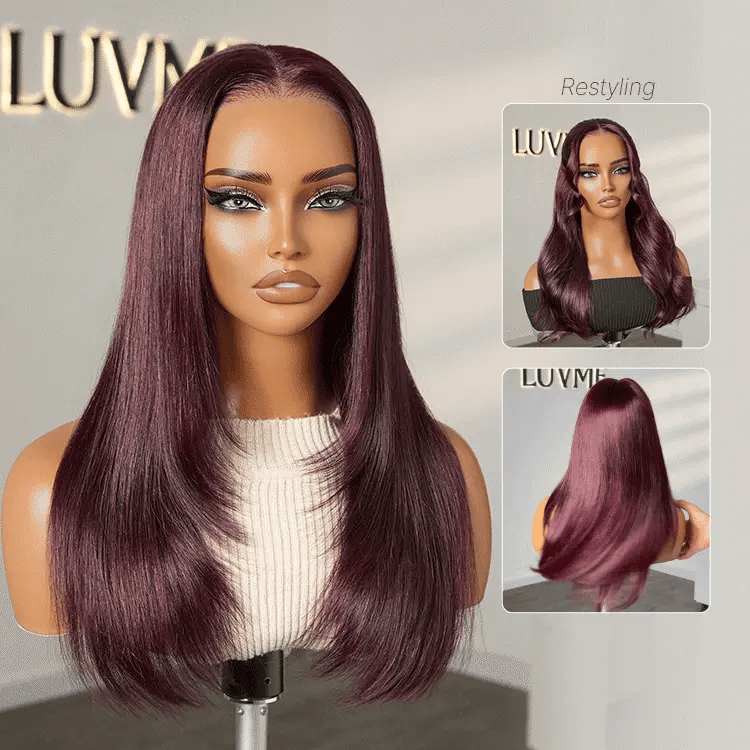 PreMax Wigs - Flexi-Fit Silky Straight Invisi Drawstring Cap Burgundy Glueless 13x4 Frontal Lace Human Hair Wig-19
