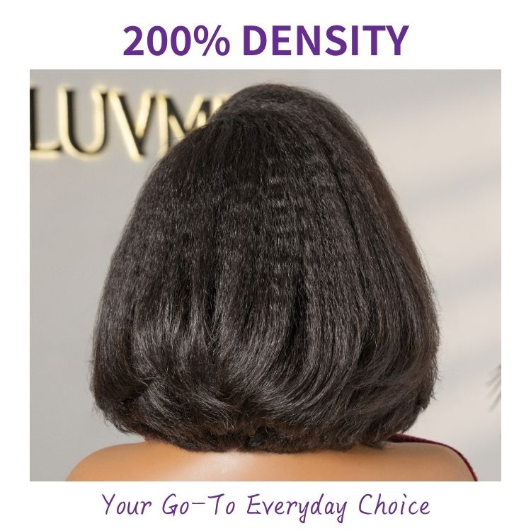 Atelier Custom Collection | 4C Edges | 200% Density Kinky Curly Bob Minimalist Lace Glueless Side Part Short Wig-09