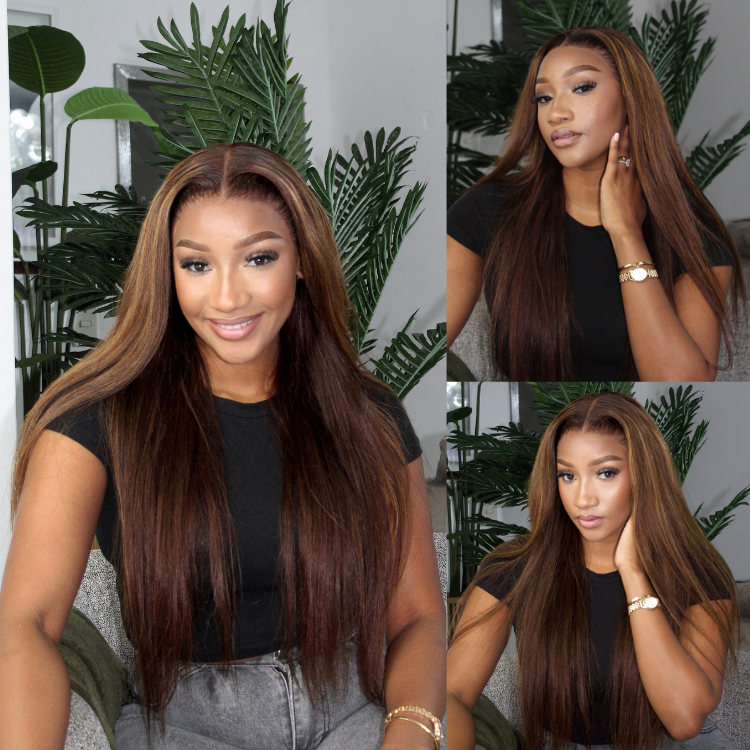 [zenandefunani]'s Special Link PreMax Wigs - Flexi-Fit Silky Straight Invisi Drawstring Cap Honey Blonde Highlight Glueless 13x4 Frontal Lace Human Hair Wig Pre-Cut Lace-01