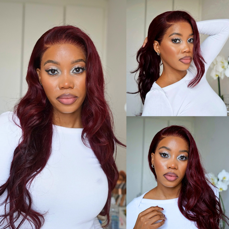 [pedibae]'s Special Link PreMax Wigs - Flexi-Fit Silky Straight Invisi Drawstring Cap Burgundy Glueless 13x4 Frontal Lace Human Hair Wig-01