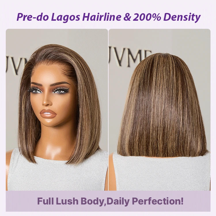 [naso.nguza]'s Special Link Pre-do Lagos Hairline Flexi Fit Invisi Drawstring Cap 200% Density Blonde Highlight & Natural Black Silky Straight Bob Glueless 13x4 Frontal HD Lace Wig Pre-Cut Lace-05
