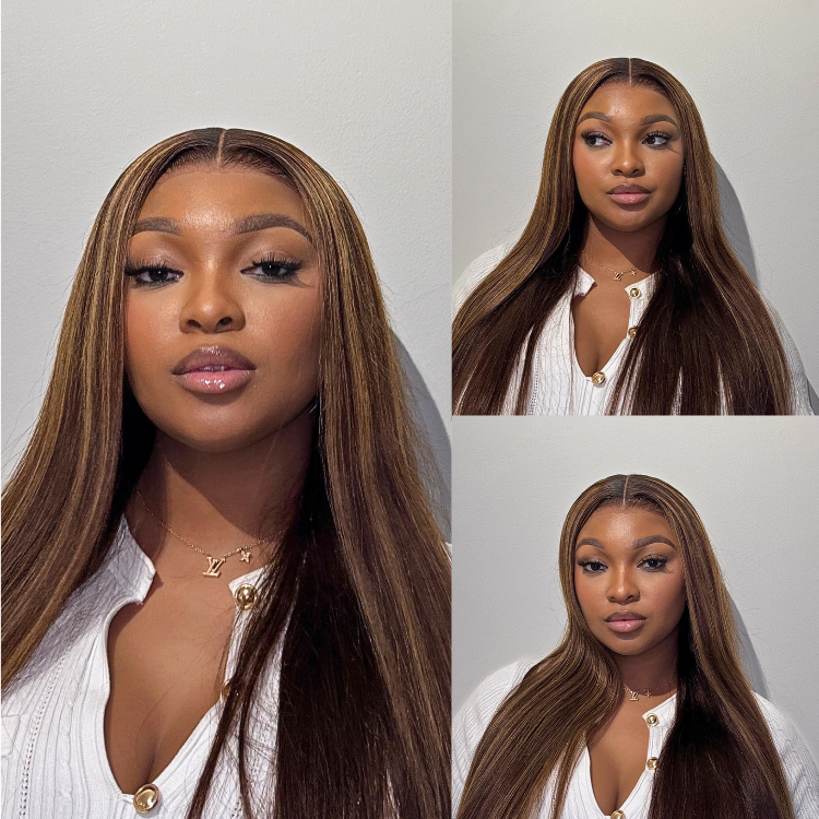 [siweee.k]'s Special Link PreMax Wigs - Flexi-Fit Silky Straight Invisi Drawstring Cap Honey Blonde Highlight Glueless 13x4 Frontal Lace Human Hair Wig Pre-Cut Lace-01