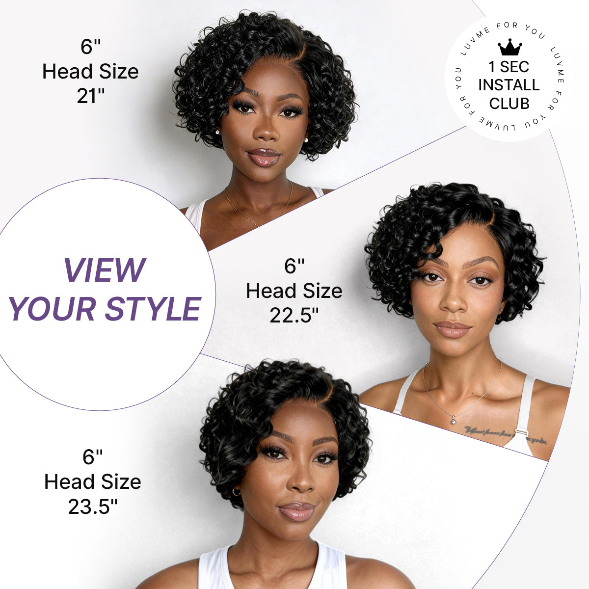 Natural Black / Brown Highlight Water Wave Pixie Cut Glueless Minimalist HD Lace Short Curly Wig-27
