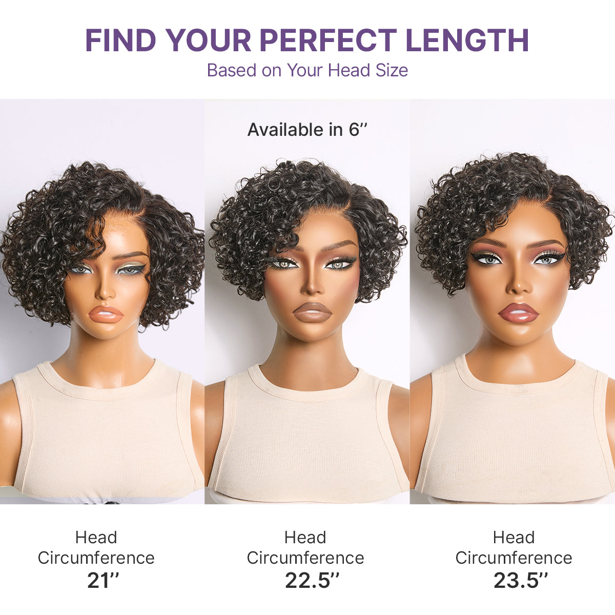 Natural Black / Brown Highlight Water Wave Pixie Cut Glueless Minimalist HD Lace Short Curly Wig-28