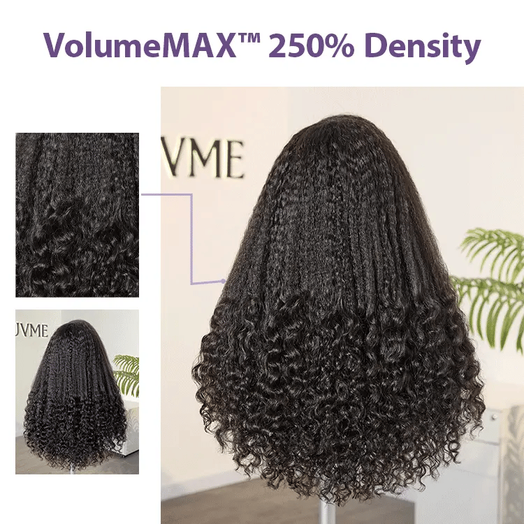 VolumeMAX™ 250% Density ReadytoGo Beginner Friendly Natural Black Glueless 5x5 Closure HD Lace 20 inches Kinky Straight to Curly Wig-04