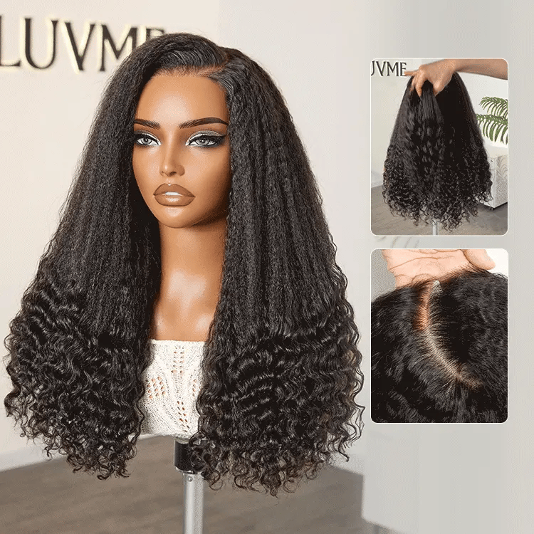 VolumeMAX™ 250% Density ReadytoGo Beginner Friendly Natural Black Glueless 5x5 Closure HD Lace 20 inches Kinky Straight to Curly Wig-01
