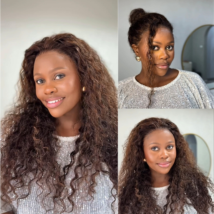 [zona_davani]'s Special Link VolumeMAX™ 200% Density Brown Highlights Flexi-Fit Invisi Drawstring Cap Glueless 360 Lace Super Natural Hairline Water Wave Free Part 100% Human Hair Wig-01
