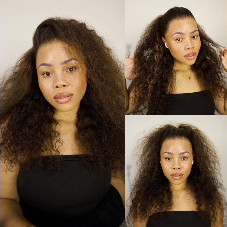 [phaellotshabalala]'s Special Link VolumeMAX™ 200% Density Brown Highlights Flexi-Fit Invisi Drawstring Cap Glueless 360 Lace Super Natural Hairline Water Wave Free Part 100% Human Hair Wig-01