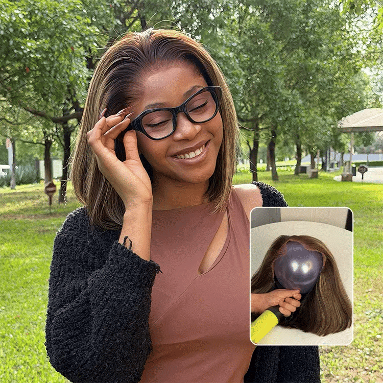 [nalohmzize]'s Special Link Pre-do Lagos Hairline Flexi Fit Invisi Drawstring Cap 200% Density Blonde Highlight & Natural Black Silky Straight Bob Glueless 13x4 Frontal HD Lace Wig Pre-Cut Lace-04
