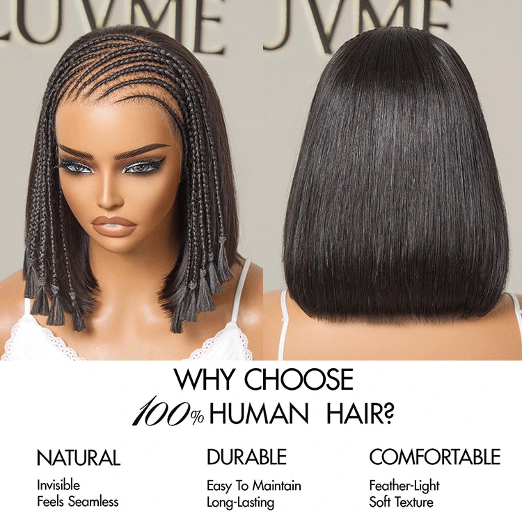 [xolatotomusic]'s Special Link VolumeMAX™ 200% Density Boho Braids Silky Straight Bob Glueless 13x4 Frontal HD Lace Wig Pre-Cut Lace-05