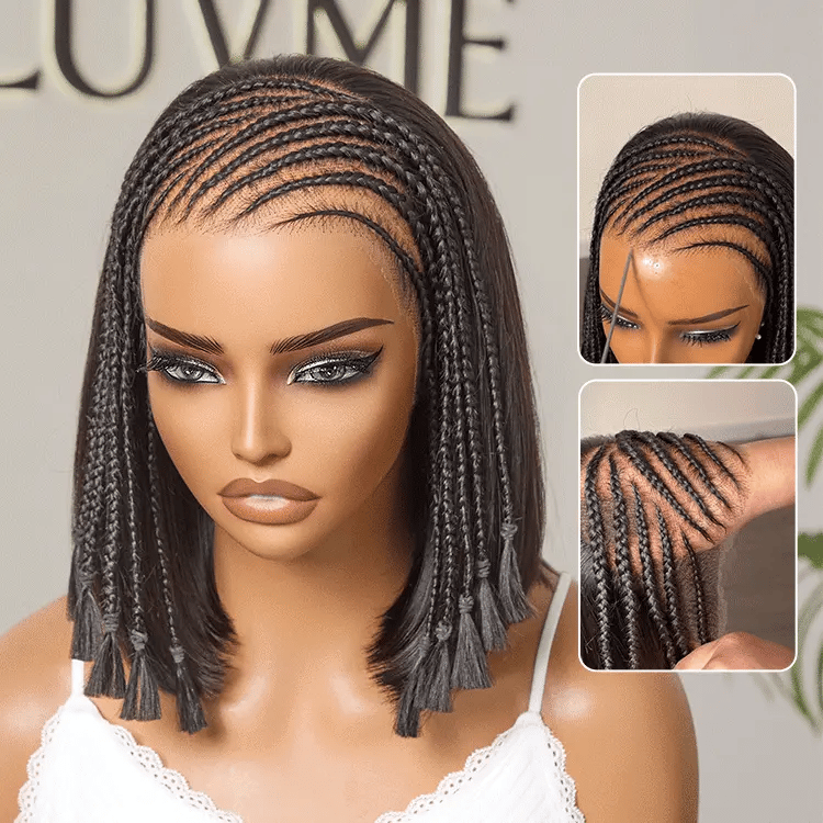 [xolatotomusic]'s Special Link VolumeMAX™ 200% Density Boho Braids Silky Straight Bob Glueless 13x4 Frontal HD Lace Wig Pre-Cut Lace-02