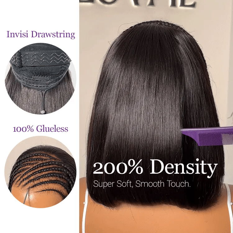 [xolatotomusic]'s Special Link VolumeMAX™ 200% Density Boho Braids Silky Straight Bob Glueless 13x4 Frontal HD Lace Wig Pre-Cut Lace-04