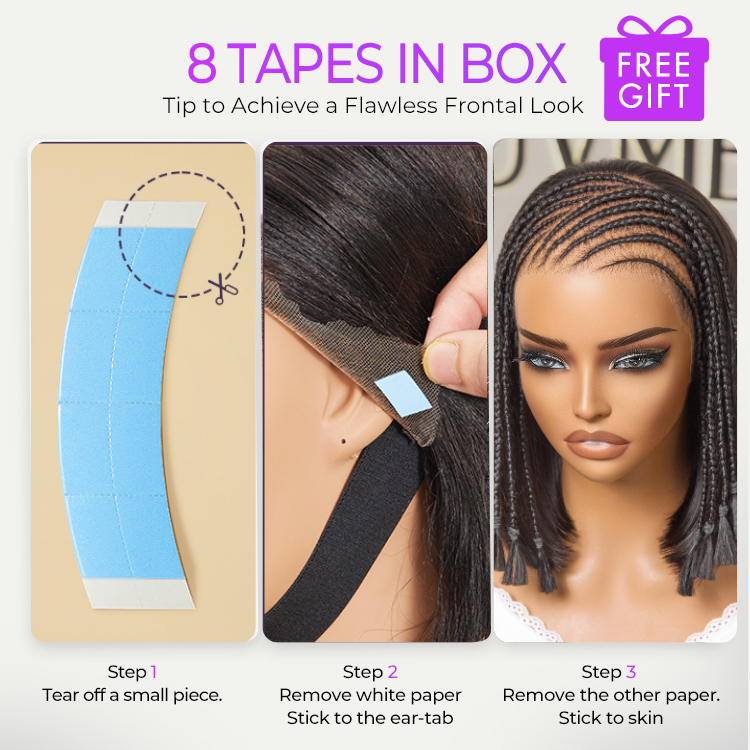 [xolatotomusic]'s Special Link VolumeMAX™ 200% Density Boho Braids Silky Straight Bob Glueless 13x4 Frontal HD Lace Wig Pre-Cut Lace-08
