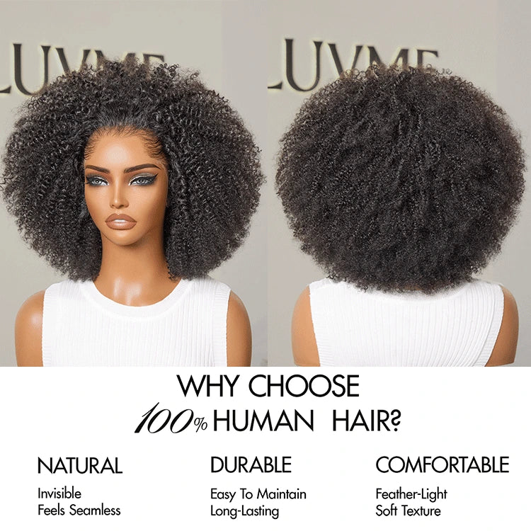 [thobilek]'s Special Link Pre-do Lagos Hairline Flexi Fit Invisi Drawstring Cap 250% Density Natural Black Kinky Curly Glueless 13x4 Frontal HD Lace 12 inches Wig Pre-Cut Lace-05