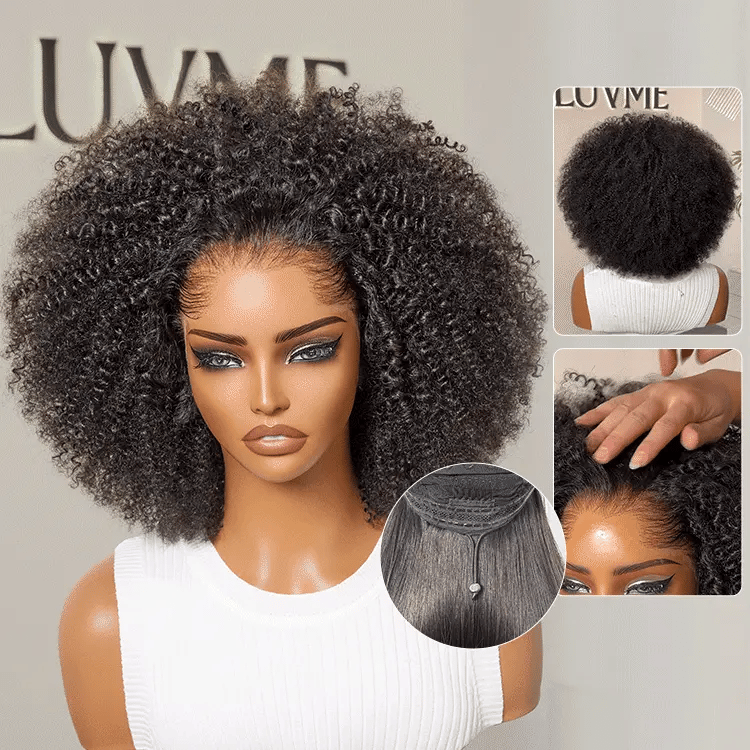 [thobilek]'s Special Link Pre-do Lagos Hairline Flexi Fit Invisi Drawstring Cap 250% Density Natural Black Kinky Curly Glueless 13x4 Frontal HD Lace 12 inches Wig Pre-Cut Lace-02