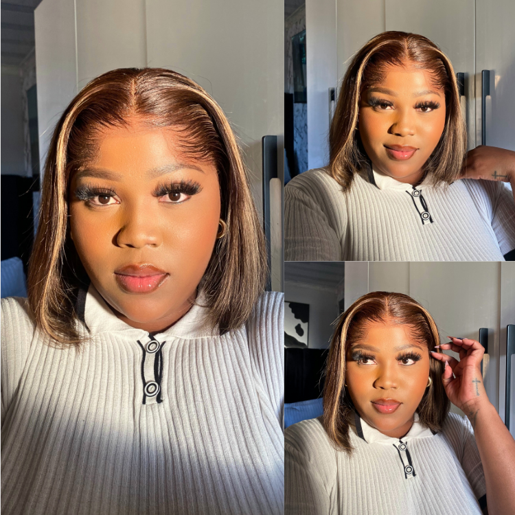 [mandy.hagan_]'s Special Link Pre-do Lagos Hairline Flexi Fit Invisi Drawstring Cap 200% Density Blonde Highlight Silky Straight Bob Glueless 13x4 Frontal HD Lace Wig Pre-Cut Lace-01