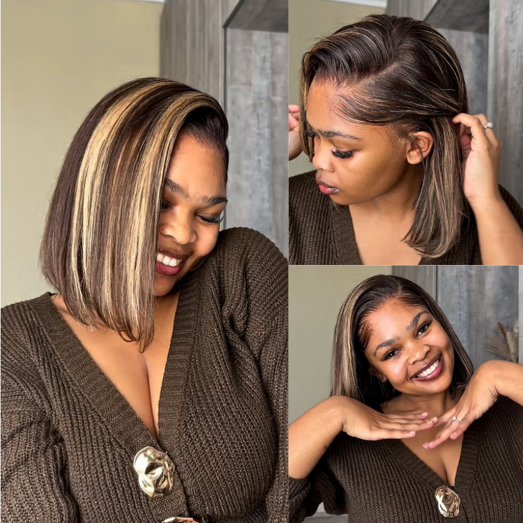 [paabi_]'s Special Link Pre-do Lagos Hairline Flexi Fit Invisi Drawstring Cap 200% Density Blonde Highlight Silky Straight Bob Glueless 13x4 Frontal HD Lace Wig Pre-Cut Lace-01