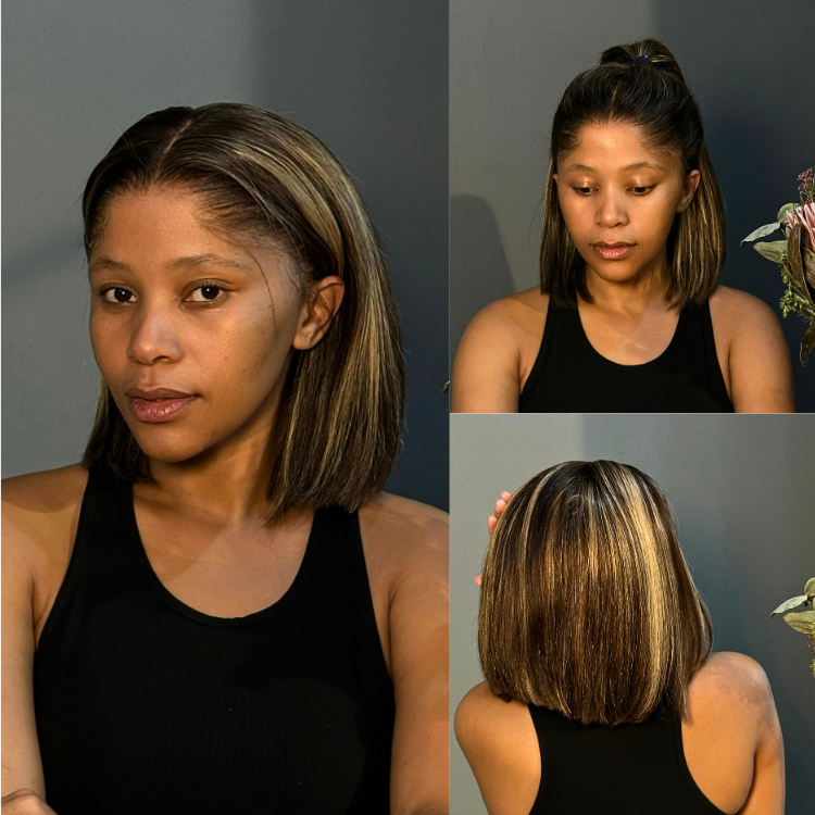 [thembi_cannes]'s Special Link Pre-do Lagos Hairline Flexi Fit Invisi Drawstring Cap 200% Density Blonde Highlight Silky Straight Bob Glueless 13x4 Frontal HD Lace Wig Pre-Cut Lace-01