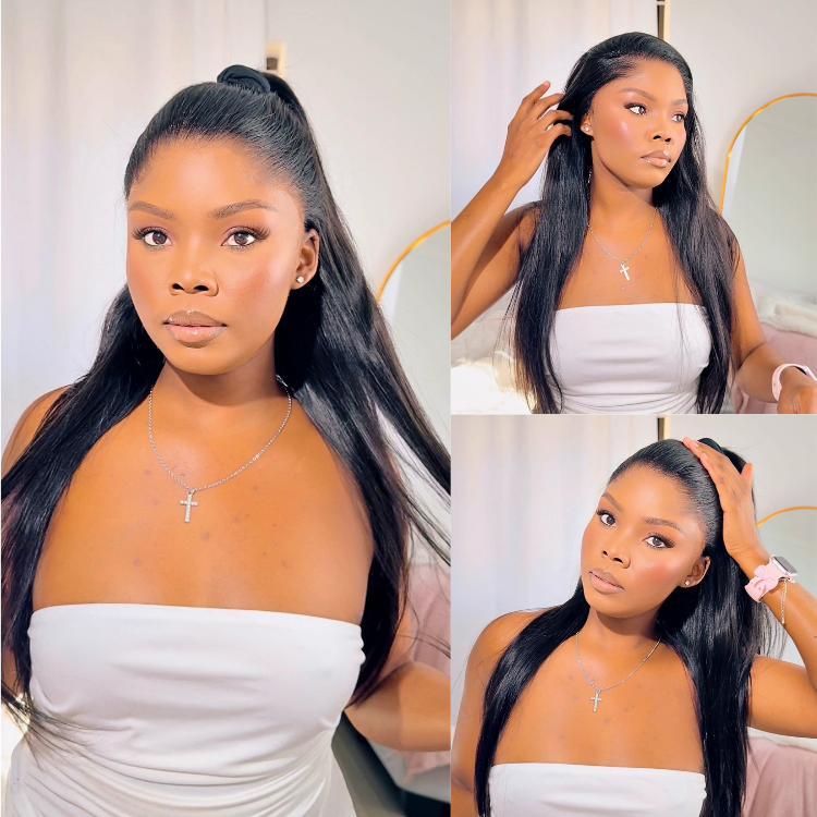 [mpho_pink]'s Special Link Pre-do Lagos Hairline Flexi Fit Invisi Drawstring Cap Natural Black & Copper Ombre Highlights Silky Straight Glueless 13x4 Frontal HD Lace Wig Pre-Cut Lace-01