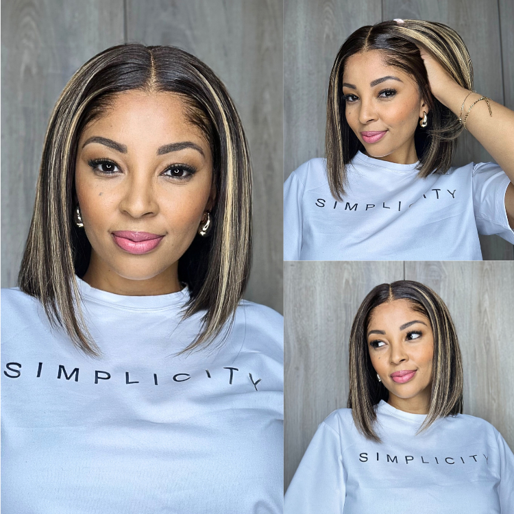[mrsbrealtor_]'s Special Link Pre-do Lagos Hairline Flexi Fit Invisi Drawstring Cap 200% Density Blonde Highlight & Natural Black Silky Straight Bob Glueless 13x4 Frontal HD Lace Wig Pre-Cut Lace-01