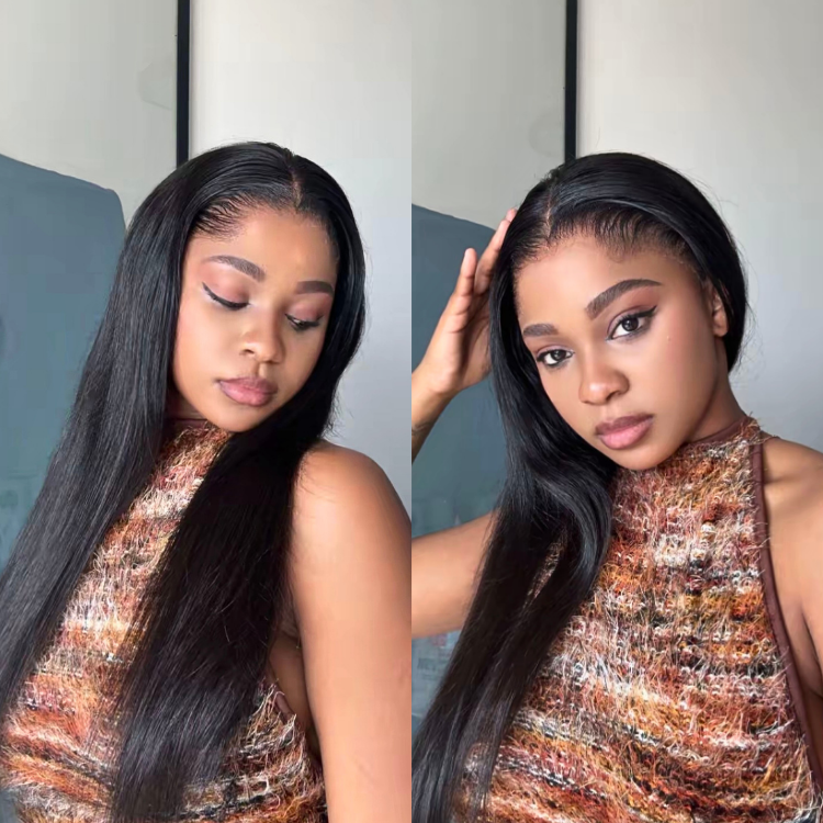 [mshinilekwadu]'s Special Link Pre-do Lagos Hairline Flexi Fit Invisi Drawstring Cap Natural Black & Copper Ombre Highlights Silky Straight Glueless 13x4 Frontal HD Lace Wig Pre-Cut Lace-01