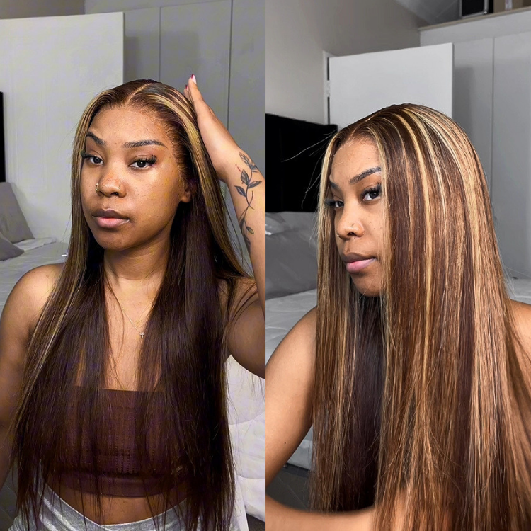 [vanessaablant]'s Special Link PreMax Wigs - Flexi-Fit Silky Straight Invisi Drawstring Cap Honey Blonde Highlight Glueless 13x4 Frontal Lace Human Hair Wig Pre-Cut Lace-01