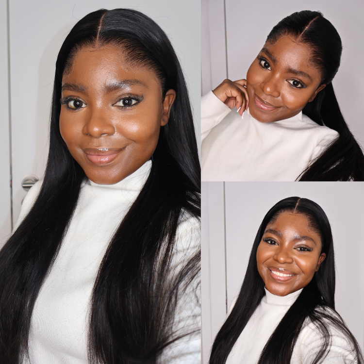 [thushey]'s Special Link Pre-do Lagos Hairline Flexi Fit Invisi Drawstring Cap Natural Black & Copper Ombre Highlights Silky Straight Glueless 13x4 Frontal HD Lace Wig Pre-Cut Lace-01