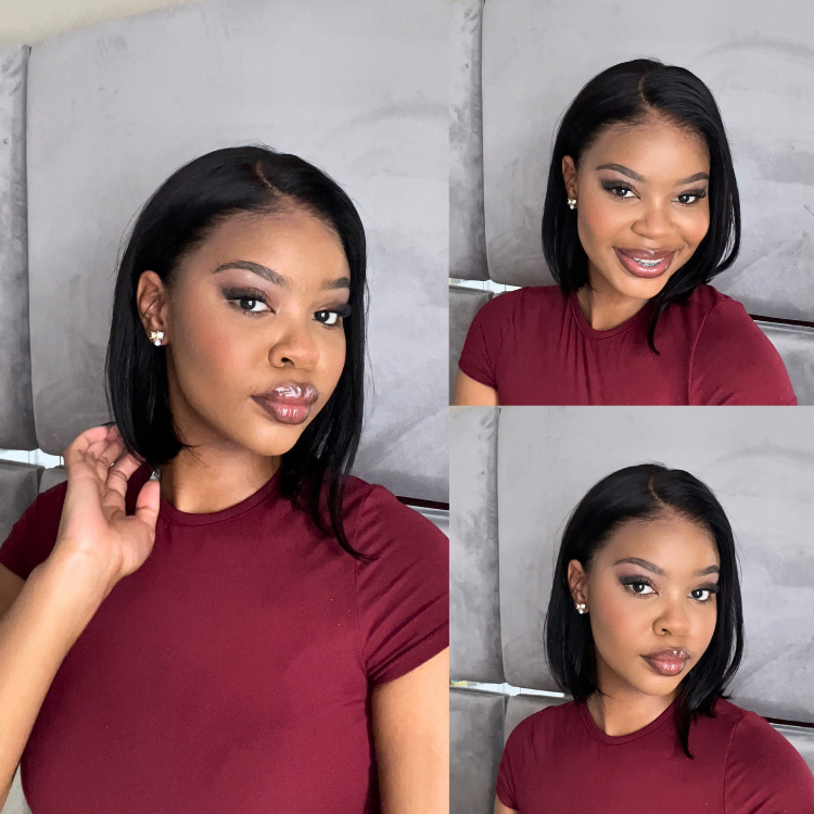 [sihleee.t]'s Special Link NatureMAX™ Silky Blunt Cut Bob Glueless Ear-to-ear 13x4 HD Lace Front Wig Pre-Cut Lace Flexi-Fit Drawstring Cap-01